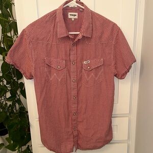 Wrangler Red Plaid Button-Down Shirt Medium